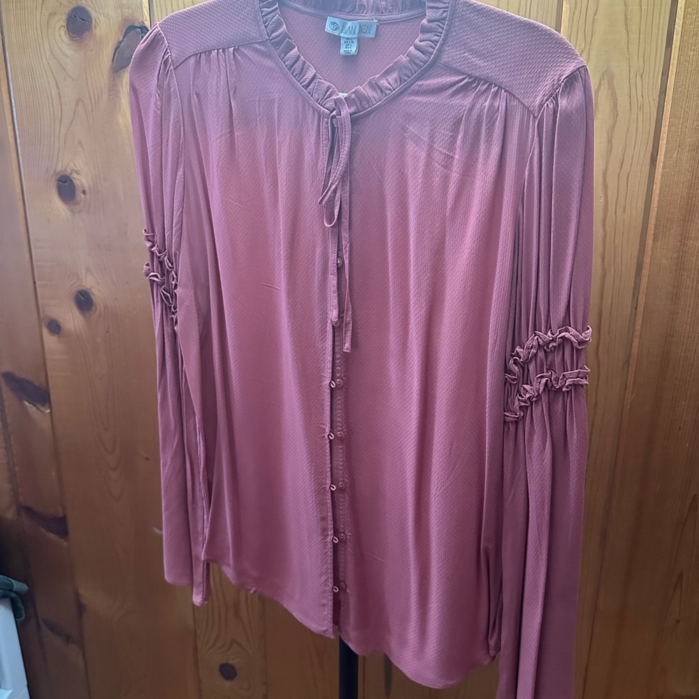 Elegant Dusty Rose Blouse with Ruffle Details